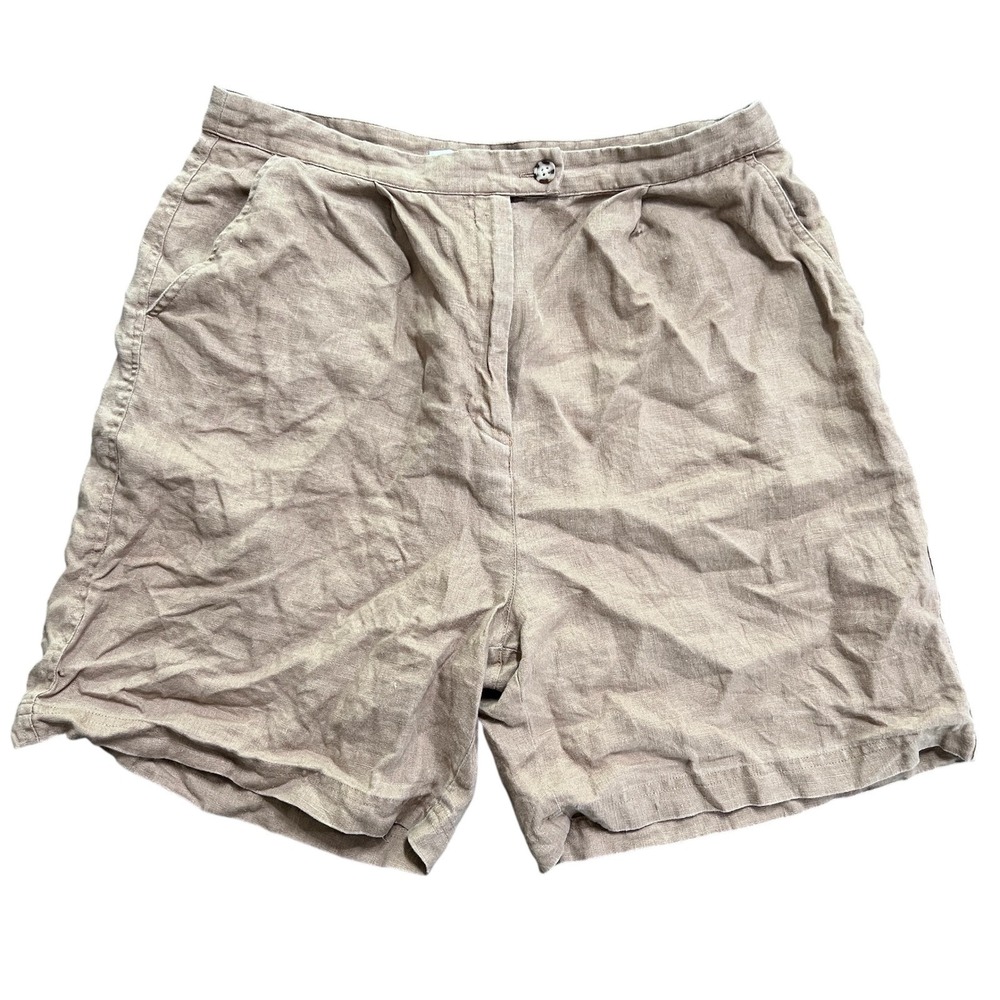 Jillian Jones 100% Linen Shorts Womens Size 12 Beige‎ High Waist Casual